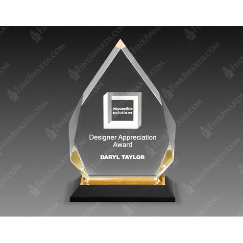Corporate Awards - Rush Corporate Awards & Plaques - Gold Diamond Acrylic Award on Black Base