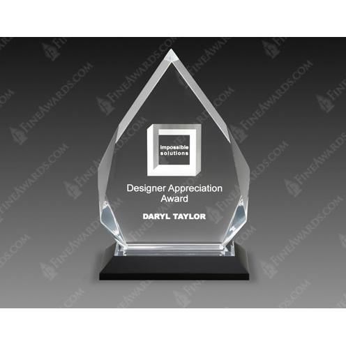 Corporate Awards - Rush Corporate Awards & Plaques - Clear Diamond Acrylic Award on Black Base