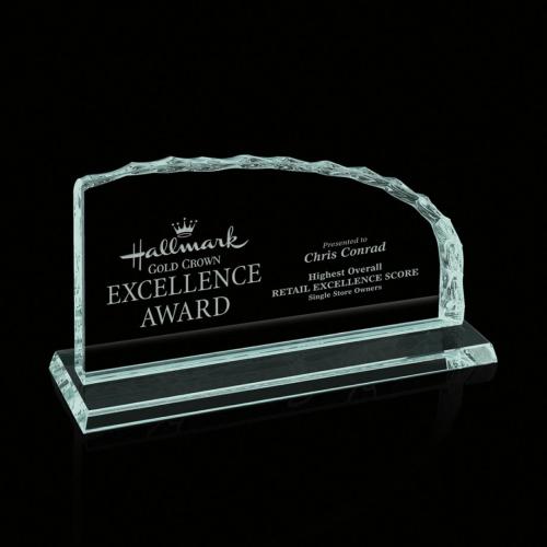 Corporate Awards - Horizontal Iceberg Jade Glass Award
