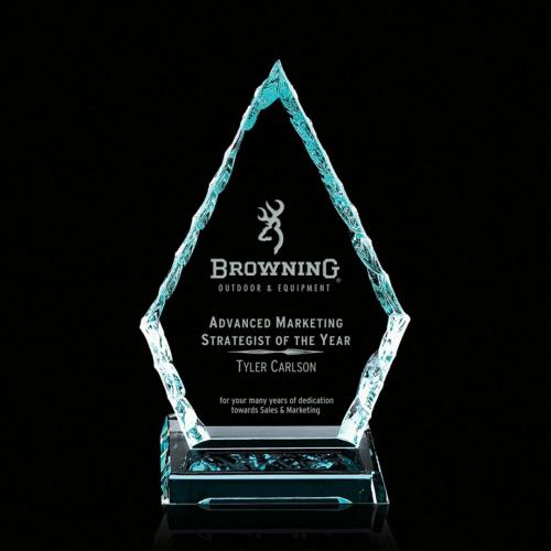 Corporate Awards - Glass Awards - Iceberg Arrowhead Jade Glass Award