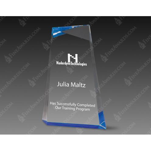 Corporate Awards - Blue Wedge Clear Acrylic Award