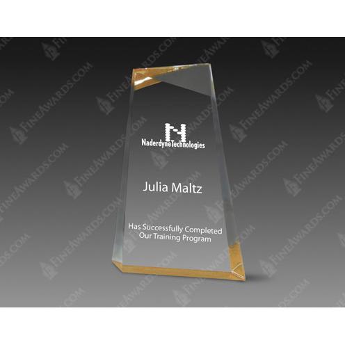 Corporate Awards - Rush Corporate Awards & Plaques - Gold Wedge Clear Acrylic Award