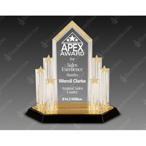 Corporate Awards - Acrylic Corporate Awards - Stellar Performance Acrylic Award with Gold Stars
