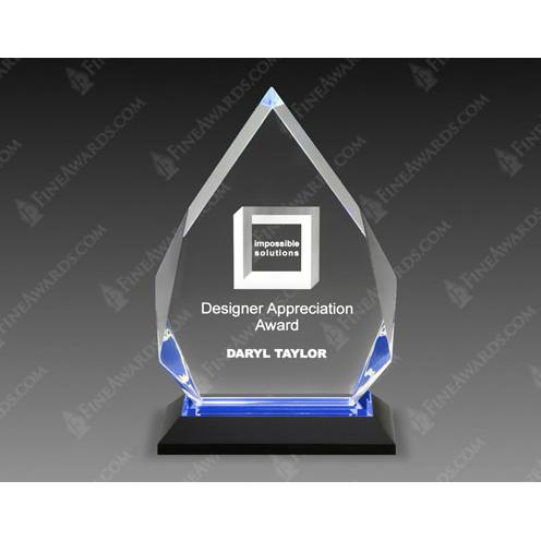 Corporate Awards - Rush Corporate Awards & Plaques - Blue Diamond Acrylic Award on Black Base