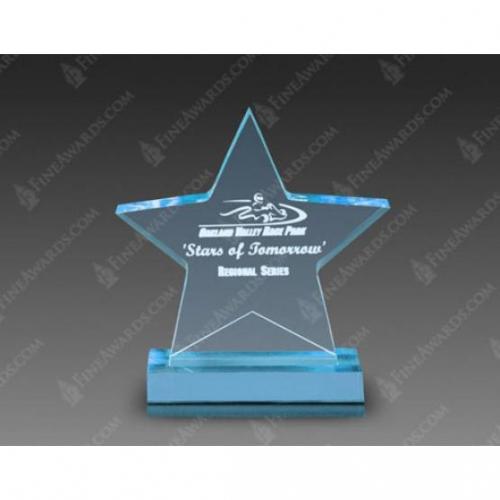 Corporate Awards - Affordable Econo-Line Awards & Trophies - Blue Acrylic Star Award on Blue Base