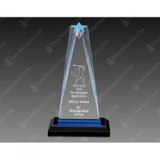 Employee Gifts - Blue Zenith Star Acrylic Award on Black Base