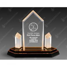 Employee Gifts - Gold Trident Optical Crystal Award