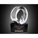 Clear Optical Crystal & Metal Flame Award on Black Optical Crystal Base
