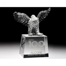 Employee Gifts - Clear Optical Crystal Rising Eagle Award