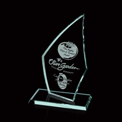 Corporate Awards - Curved Arrowhead Peak Glass Award