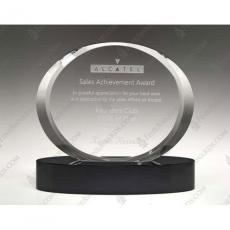 Employee Gifts - Clear Crystal Eternity Award on Black Round Base