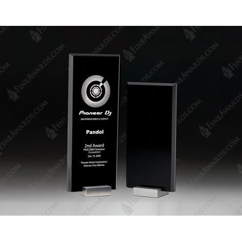 Corporate Awards - Crystal Awards - Colored Crystal - Black Crystal Tower Plaque