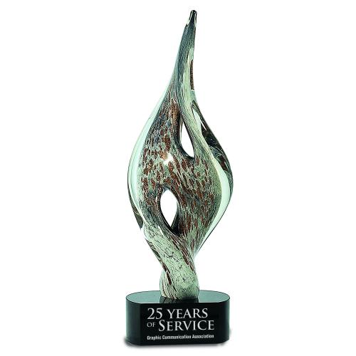 Corporate Awards - Glass Awards - Flame Awards - Multi Color Optical Crystal Spire Twist Award