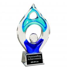 Employee Gifts - Winner Clear & Blue Optical Crystal Award