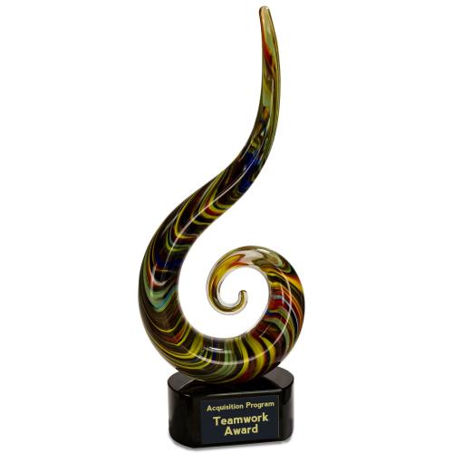 Corporate Awards - Glass Awards - Colored Glass Awards - Color Swoop Optical Crystal Award