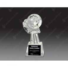 Employee Gifts - Clear Optical Crystal Globe in Hand Award