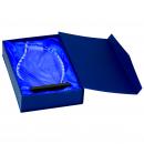 Blue Rain Drop Optical Crystal Award on Black Base