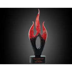 Employee Gifts - Red & Black Optical Crystal Flame Award