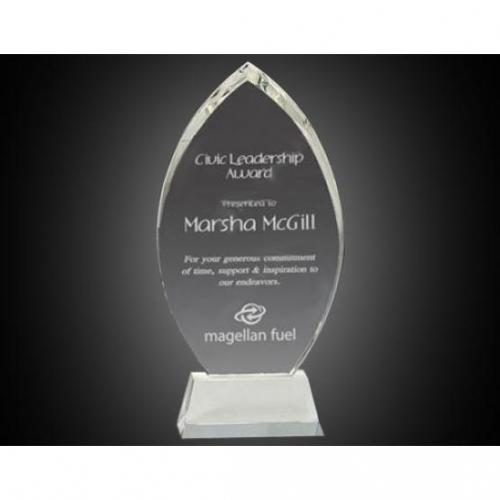 Corporate Awards - Crystal Awards - Flame Awards - Clear Optical Crystal Oval Award