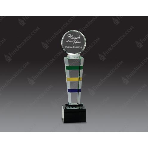 Corporate Awards - Crystal Awards - 3-Color Optical CrystalRound Top Award