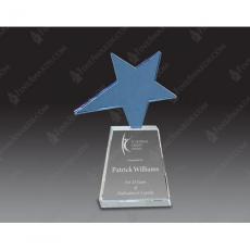 Employee Gifts - Blue Star Optical Crystal Award on Clear Base