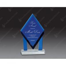 Employee Gifts - Blue Optical Crystal Floating Diamond Award