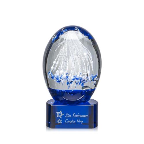 Corporate Awards - Glass Awards - Art Glass Awards - Starburst Circle on Paragon Base Art Glass Award