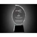 Clear Optical Crystal Flame Award on Black Pedestal