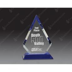Employee Gifts - Optical Crystal Diamond Award on Blue Pedestal