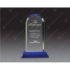 Employee Gifts - Optical Crystal Dome Award on Blue Pedestal
