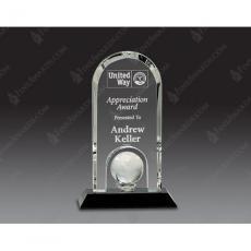 Employee Gifts - Clear Optical Crystal Dome Inset Globe Award on Black Base