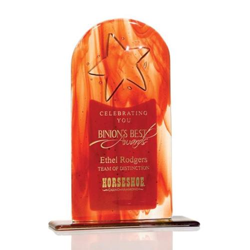 Corporate Awards - Glass Awards - Colored Glass Awards - Star Arch Fusion Star Art Glass Award