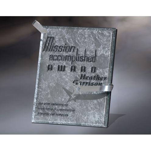 Corporate Awards - Award Plaques - Marble and Stone Plaques - Ornamental Risk Taker Silver Leafing Plaque