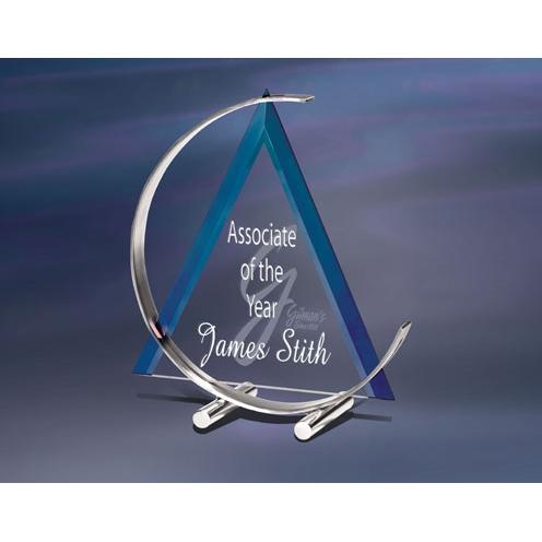 Corporate Awards - Glass Awards - Colored Glass Awards - Blue Persuasion Metal Award