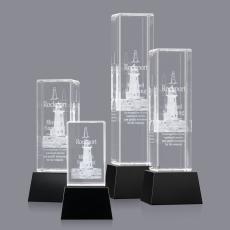 Employee Gifts - Robson 3D Black on Base Obelisk Crystal Award