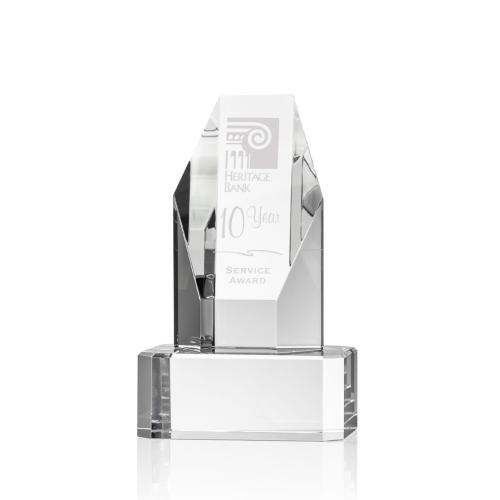 Corporate Awards - Crystal Awards - Crystal Pillar Awards - Ashford Obelisk on Clear Base Crystal Award