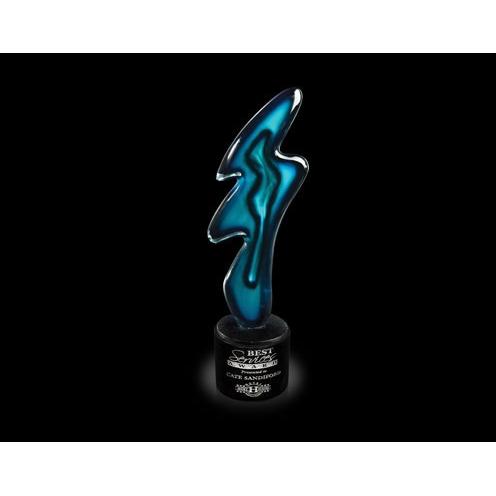 Corporate Awards - Glass Awards - Art Glass Awards - The Blue Flash Art Glass