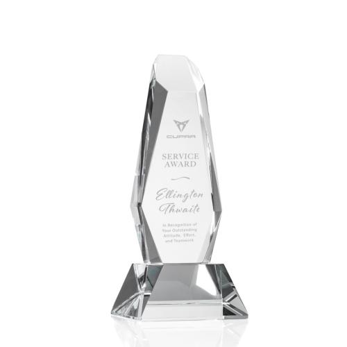 Corporate Awards - Crystal Awards - Crystal Pillar Awards - Rawlinson Clear  on Base Obelisk Crystal Award