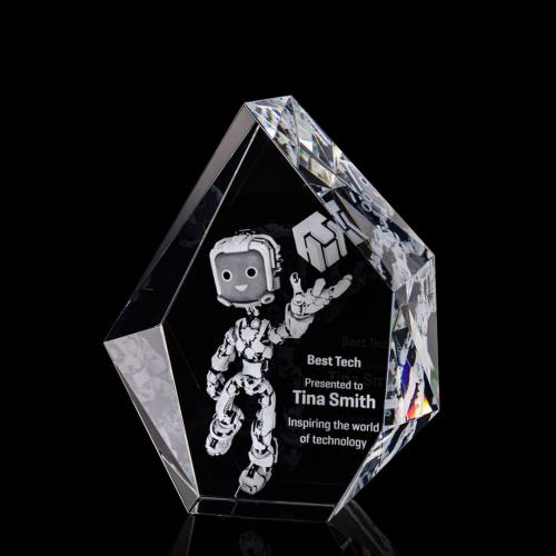 Corporate Awards - Modern Awards - Brickell 3D Crystal Award