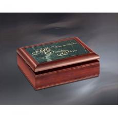 Employee Gifts - Private Stock Cherry Wood & Green Marble Jewelry Box Award
