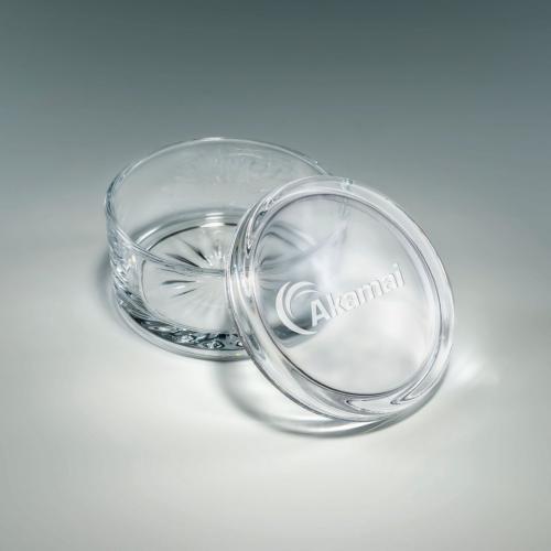 Corporate Awards - Rush Corporate Awards & Plaques - Celestial Clear Optical Crystal Round Etched Box