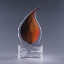 Flare Art Glass Award on Clear Optical Crystal Base