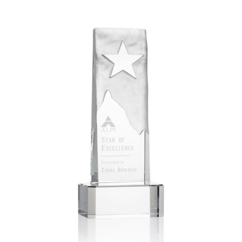 Corporate Awards - Crystal Awards - Crystal Star Awards - Stapleton Star Clear on Base Rectangle Crystal Award