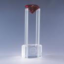 Sky Diamond Clear Optical Crystal Tower Award with Red Diamond