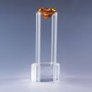 Sky Diamond Clear Optical Crystal Tower Award with Amber Diamond