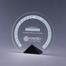 Employee Gifts - Cyrk Clear Optical Crystal Circle Award on Black Pyramid Base