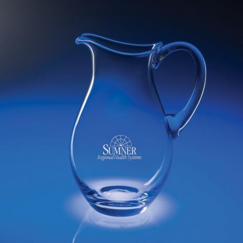 Corporate Gifts, Recognition Gifts and Desk Accessories - Etched Barware - Julia Engravable 68oz Clear Optical Crystal Pitcher