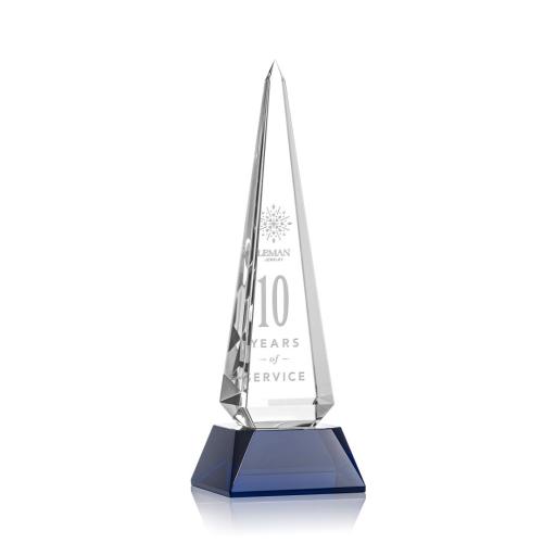 Corporate Awards - Crystal Awards - Crystal Pillar Awards - Helmsley Obelisk - Blue