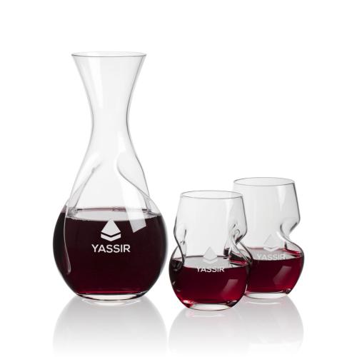 Corporate Recognition Gifts - Etched Barware - Tallandale Carafe & Stemless Wine