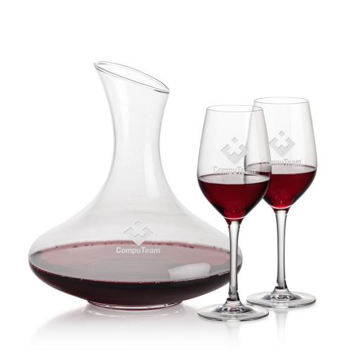Corporate Recognition Gifts - Etched Barware - Innisfil Carafe & Lethbridge Wine
